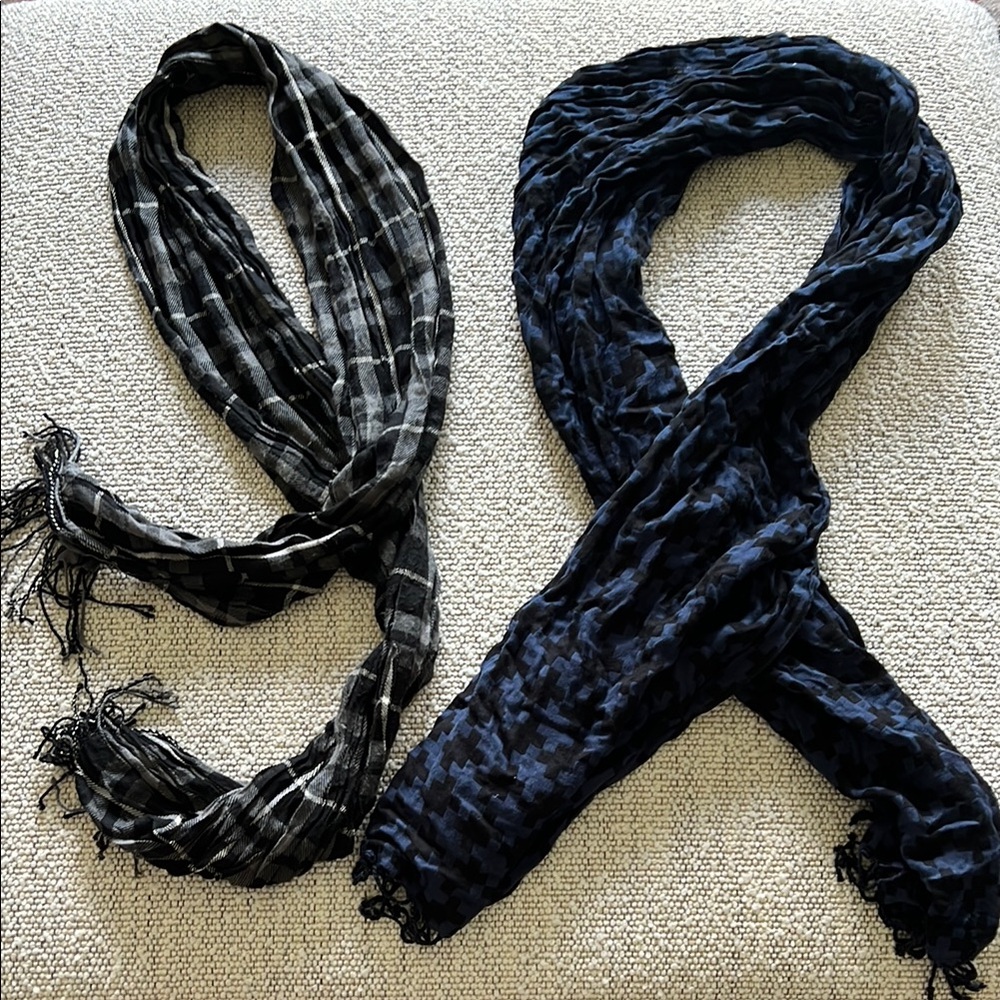 Black and Blue Patterned Scarves